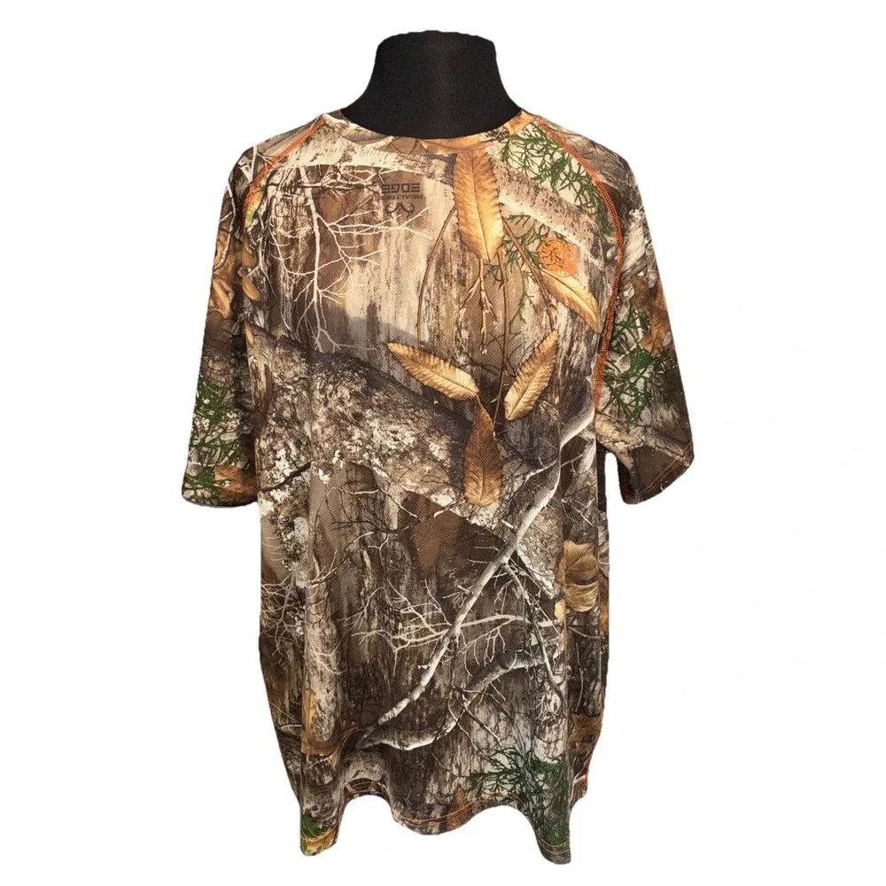 Realtree Edge Mens Short Sleeve Camouflage Polyester Shirt‎ size XL (46-48) EUC
